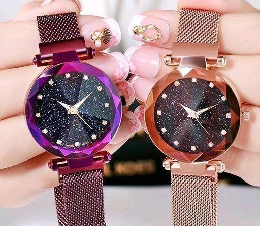 Diamond Dial Analogue Magnet Strap Watch for Women's  BUY 1 GET 1 FREE
