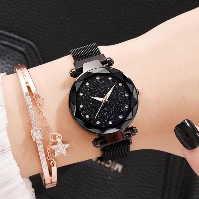 Diamond Dial Analogue Magnet Strap Watch for Women's  BUY 1 GET 1 FREE